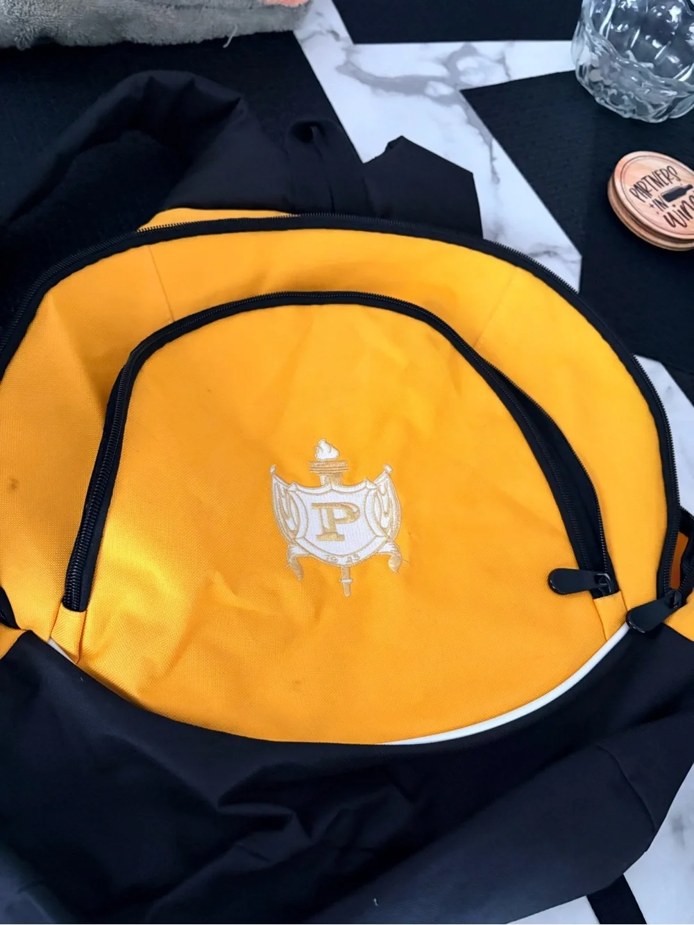 Philos Sigma Gamma Sorority Yellow and Black Backpack - Casual Daypack